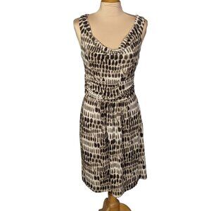 VINCE CAMUTO Animal Print Draped Neck Sleeveless Dress Brown Size Small